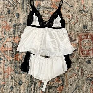 Victoria Secret Black and White Lace Lingerie Set
